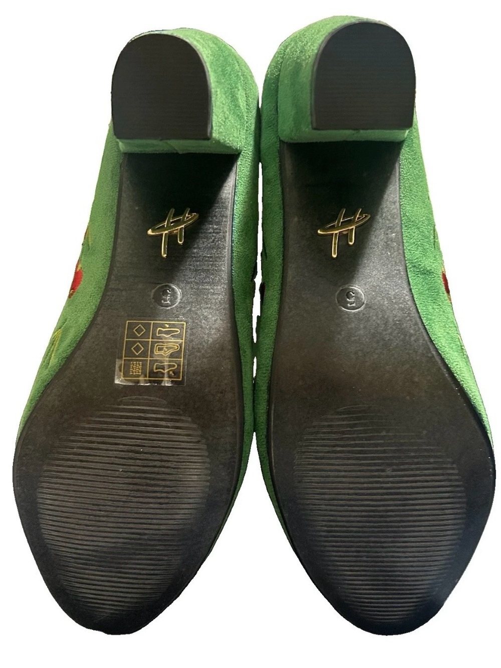 Lulu Hun Collectif Green Cherry Embroidered Mary Jane Heels Pumps US 7.5 - Picture 8 of 12